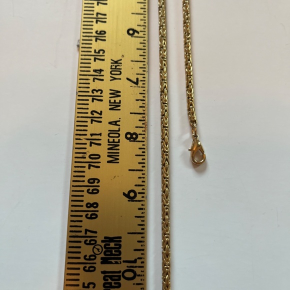 Thick Byzantine Gold Tone Chain Bracelet & Necklace Set Unisex - Picture 6 of 6